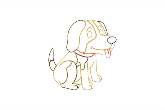 Animal Dog Cartoon Color Line: Playful Vector Icons for Any Project
