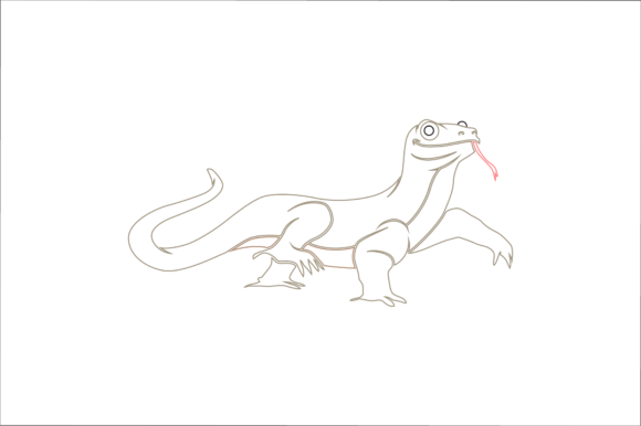 Animal Monitor Lizard Cartoon Color Line: A Bold Design Asset