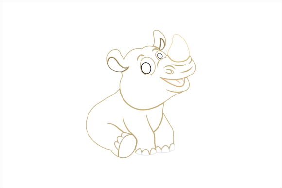 Animal Rhino Cartoon Color Line: A Vector Icon Set for Creative Projects