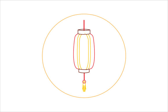 Chinese New Year Icon Lantern Color Line: A Festive Design Asset