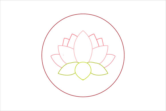 Chinese New Year Icon Lotus Color Line: Vibrant Festive Design Assets