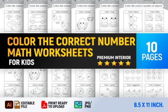 Color the Correct Number Math Worksheets: A Playful Design Tool