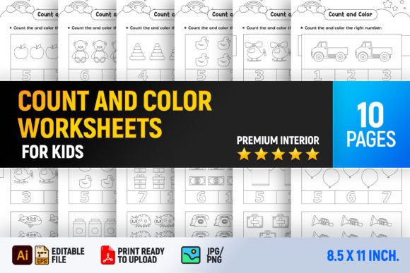 Count and Color Math Worksheets - Vol 1: A Creative Tool for Early Learning