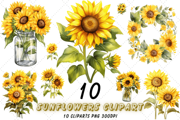 Cozy Sunflowers: Watercolor Clipart for Creative Projects