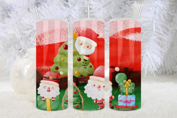 Cute Santa Water Color Christmas Tumbler: Festive Design Ready