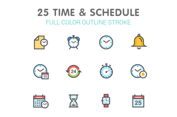 Time & Schedule Line with Color: Essential Icons for Modern Projects