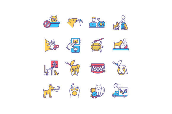 Visual Clarity: The Pet Service RGB Color Icons Set